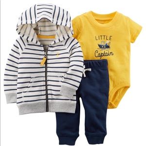 Carters striped yellow captain outfit